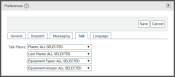 Talk tab of the Preferences dialog window